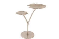 Dekorativer Beistelltisch GINKGO LEAFS 50cm silber handmade Metall