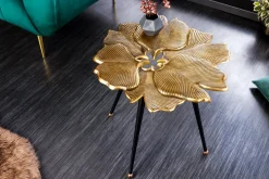 Dekorativer Beistelltisch GINKGO LEAFS 60cm gold handmade Metall