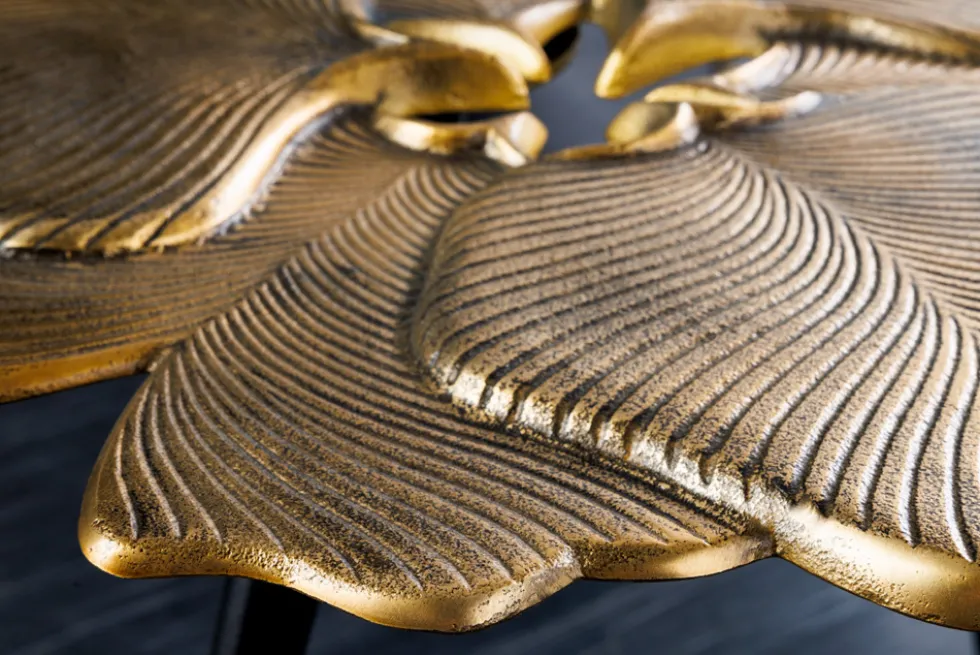Dekorativer Beistelltisch GINKGO LEAFS 60cm gold handmade Metall