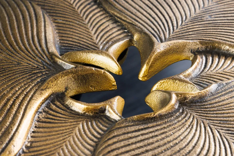 Dekorativer Beistelltisch GINKGO LEAFS 60cm gold handmade Metall