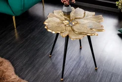 Dekorativer Beistelltisch GINKGO LEAFS 60cm gold handmade Metall