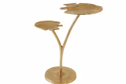 Dekorativer Beistelltisch GINKGO LEAFS 50cm gold handmade Metall