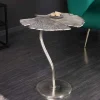 Dekorativer Beistelltisch GINKGO LEAF 55cm silber handmade Metall