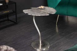 Dekorativer Beistelltisch GINKGO LEAF 55cm silber handmade Metall