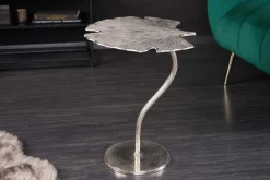 Dekorativer Beistelltisch GINKGO LEAF 55cm silber handmade Metall