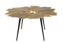 Dekorativer Couchtisch GINKGO 95cm gold schwarz handmade Metall