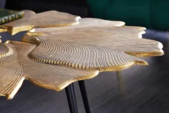 Dekorativer Couchtisch GINKGO 95cm gold schwarz handmade Metall