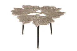 Dekorativer Couchtisch GINKGO LEAFS 75cm silber handmade Metall