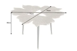 Dekorativer Couchtisch GINKGO LEAFS 75cm silber handmade Metall