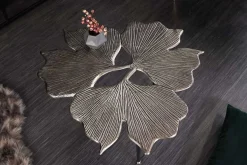 Dekorativer Couchtisch GINKGO LEAFS 75cm silber handmade Metall