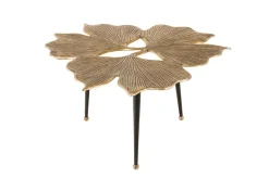 Dekorativer Couchtisch GINKGO LEAFS 75cm gold handmade Metall