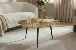 Dekorativer Couchtisch GINKGO LEAFS 75cm gold handmade Metall