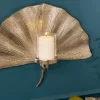Dekorativer Kerzenhalter GINKGO 44cm silber handmade Metall Wandteelicht