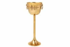 Dekorativer Sektkühler CHAMPAGNE 80cm antik gold handmade Metall Flaschenkühler