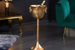 Dekorativer Sektkühler CHAMPAGNE 80cm antik gold handmade Metall Flaschenkühler
