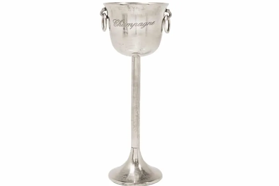 Dekorativer Sektkühler CHAMPAGNE 80cm antik silber handmade Metall Flaschenkühler