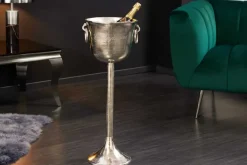 Dekorativer Sektkühler CHAMPAGNE 80cm antik silber handmade Metall Flaschenkühler