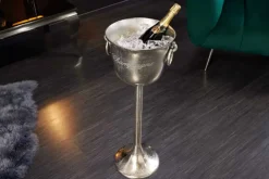 Dekorativer Sektkühler CHAMPAGNE 80cm antik silber handmade Metall Flaschenkühler
