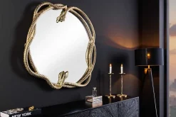 Dekorativer Spiegel SNAKE XL 85cm gold Metall Schlangen-Skulptur