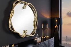 Dekorativer Spiegel SNAKE XL 85cm gold Metall Schlangen-Skulptur