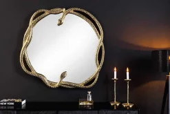 Dekorativer Spiegel SNAKE XL 85cm gold Metall Schlangen-Skulptur