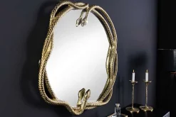 Dekorativer Spiegel SNAKE XL 85cm gold Metall Schlangen-Skulptur