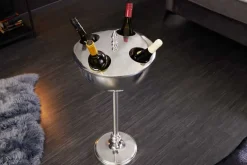 Dekorativer Weinkühler VINO 80cm silber handmade Metall Flaschenkühler Sektkühler