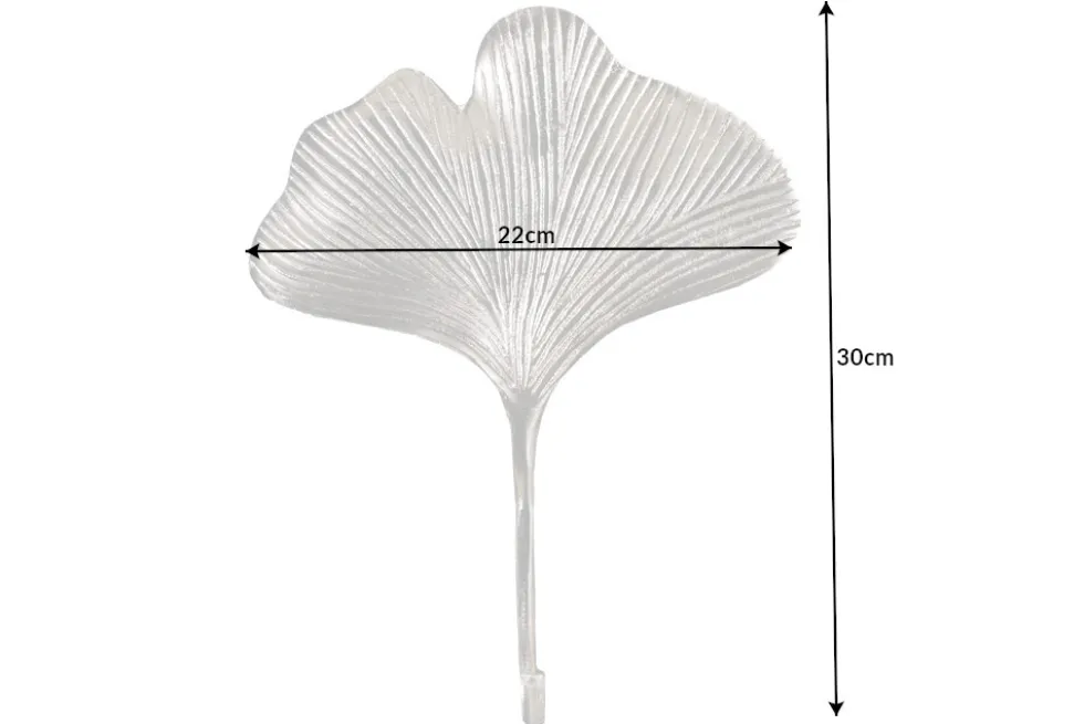 Dekoratives Kleiderhaken 3er Set GINKGO 30cm gold handmade Metall