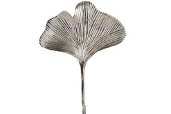 Dekoratives Kleiderhaken 3er Set GINKGO 30cm silber handmade Metall