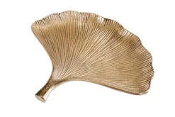 Dekoratives Schalen 3er Set GINKGO 30cm gold handmade Metall