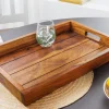 Dekoratives Tablett MAKASSAR 45cm braun Sheesham Massivholz stone finish Servierbrett