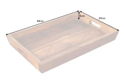 Dekoratives Tablett MAKASSAR 45cm braun Sheesham Massivholz stone finish Servierbrett