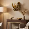 Deko-Wandfigur RHINO 40cm gold handmade Nashorn-Skulptur
