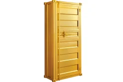 Design Aktenschrank GLOBETROTTER 180cm gold Eisen Container Upcycling Highboard