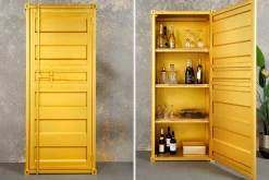 Design Aktenschrank GLOBETROTTER 180cm gold Eisen Container Upcycling Highboard