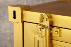 Design Aktenschrank GLOBETROTTER 180cm gold Eisen Container Upcycling Highboard