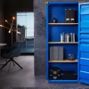 Design Aktenschrank GLOBETROTTER 180cm blau Eisen Container Upcycling Industrial