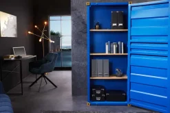 Design Aktenschrank GLOBETROTTER 180cm blau Eisen Container Upcycling Industrial