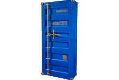 Design Aktenschrank GLOBETROTTER 180cm blau Eisen Container Upcycling Industrial