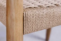 Design Armlehnen-Stuhl KENNEDY natur aus recyceltem Pinienholz mit Korbgeflecht