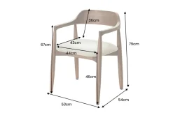 Design Armlehnen-Stuhl KENNEDY braun smoke creme aus recycelter Pinie mit Polstersitz