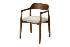 Design Armlehnen-Stuhl KENNEDY braun smoke creme aus recycelter Pinie mit Polstersitz