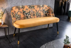 Design Bank PRÊT-À-PORTER gelb Samt florales Muster und goldene Fußkappen