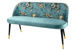 Design Bank PRÊT-À-PORTER türkis Samt florales Muster und goldene Fußkappen