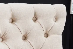 Design Barhocker CASTLE beige schwarz Strukturstoff mit Lehne Holz Chesterfield