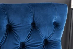Design Barhocker CASTLE DELUXE royalblau Samt silber Edelstahl mit Lehne Chesterfield