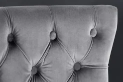 Design Barhocker CASTLE DELUXE grau Samt silber Edelstahl mit Lehne Chesterfield