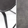 Design Barhocker DJANGO vintage grau Microfaser mit Lehne Eisengestell schwarz