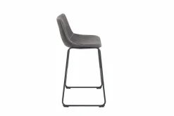 Design Barhocker DJANGO vintage grau Microfaser mit Lehne Eisengestell schwarz