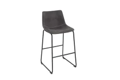 Design Barhocker DJANGO vintage grau Microfaser mit Lehne Eisengestell schwarz